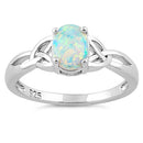Sterling Silver Oval Celtic White Lab Opal Ring