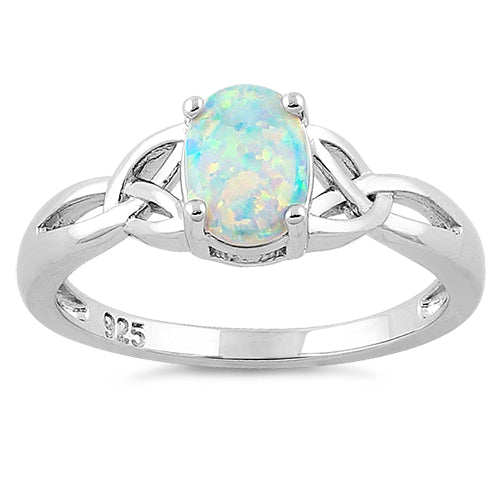 Wholesale Sterling Silver Oval Celtic White Lab Opal Ring