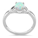 Sterling Silver Oval Celtic White Lab Opal Ring