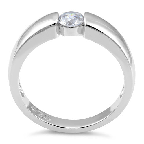 Sterling Silver Channel Bezel Clear CZ Ring