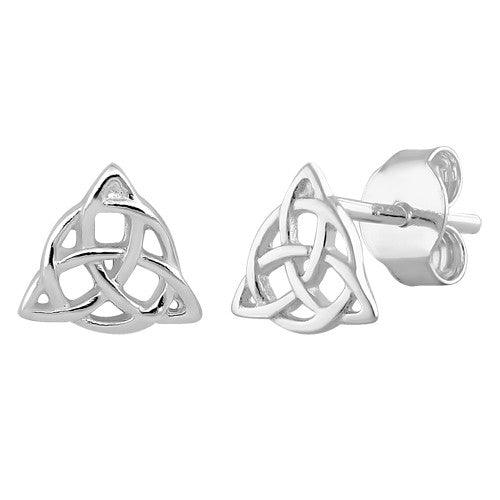 Sterling Silver Triquetra Charmed Earrings