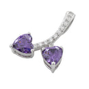 Sterling Silver Cherry Hearts Amethyst CZ Pendant