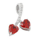Sterling Silver Cherry Hearts Garnet CZ Pendant