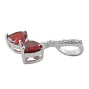 Sterling Silver Cherry Hearts Garnet CZ Pendant