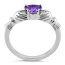 Sterling Silver Claddagh Amethyst CZ Ring