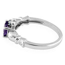 Sterling Silver Claddagh Amethyst CZ Ring