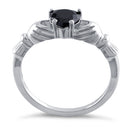 Sterling Silver Claddagh Black CZ Ring