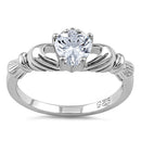 Sterling Silver Claddagh Clear CZ Ring