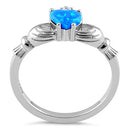 Sterling Silver Claddagh Lab Opal CZ Ring