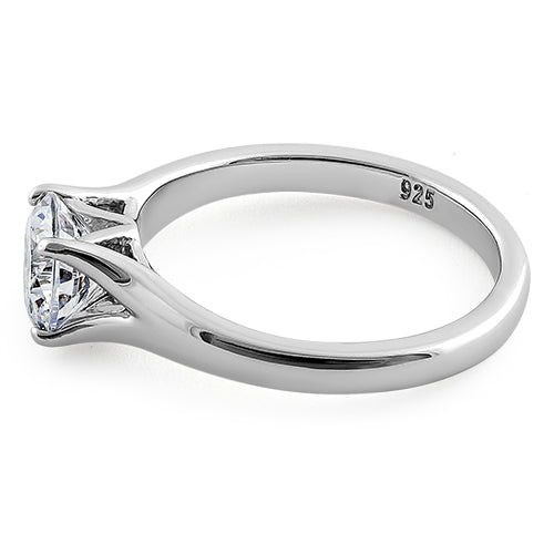 Sterling Silver Classic Round Cut Clear CZ Ring