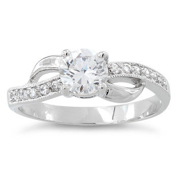 Sterling Silver Clear CZ Engagement Ring