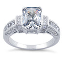 Sterling Silver Clear Emerald Cut CZ Ring
