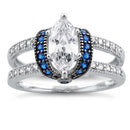 Sterling Silver Clear Marquise Blue CZ Ring
