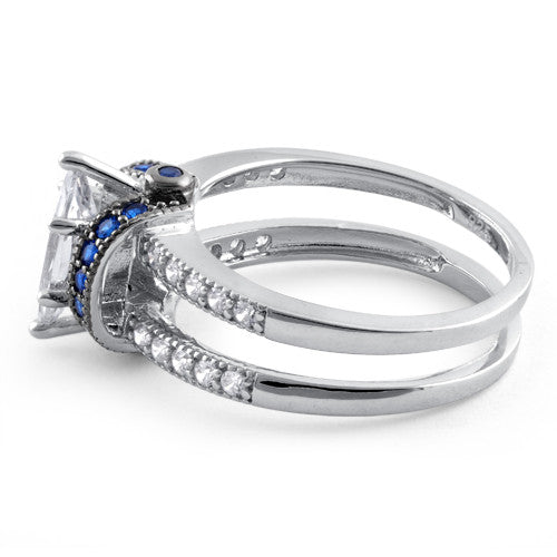 Sterling Silver Clear Marquise Blue CZ Ring