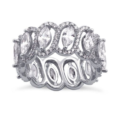 Sterling Silver Eternity Marquise Clear CZ Ring