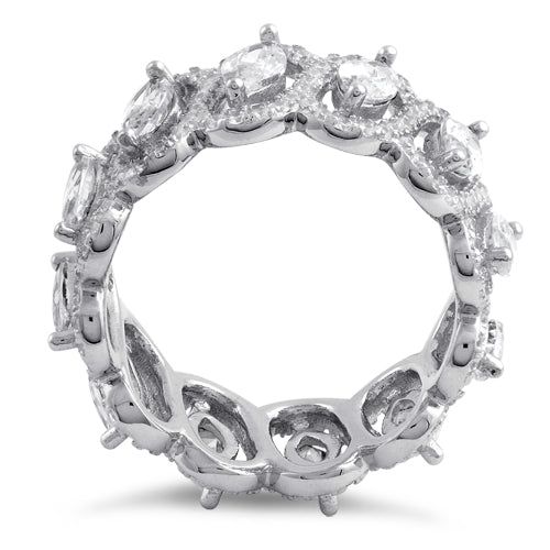 Sterling Silver Eternity Marquise Clear CZ Ring