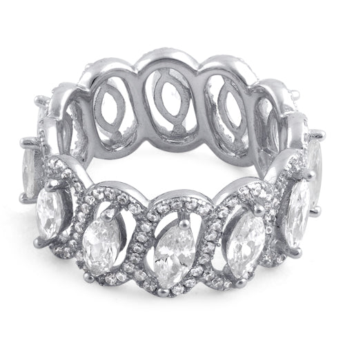 Sterling Silver Eternity Marquise Clear CZ Ring