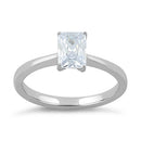 Sterling Silver Clear Radiant Cut CZ Ring
