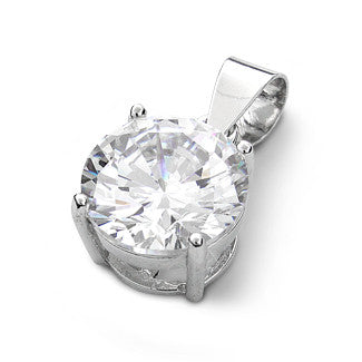 Sterling Silver Clear Round CZ 10mm Pendant