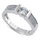 Sterling Silver Clear Round Engagement CZ Ring