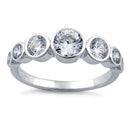 Sterling Silver Clear Seven Stone Round CZ Ring