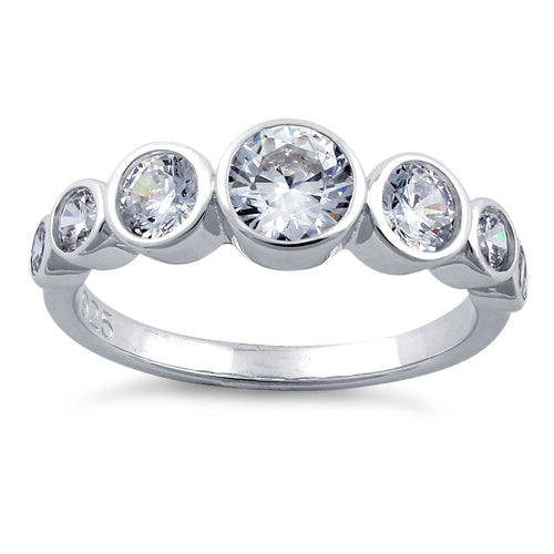 Sterling Silver Clear Seven Stone Round CZ Ring