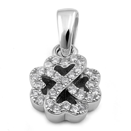 Sterling Silver Clover Leaf CZ Pendant