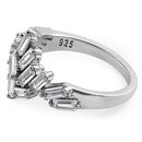Sterling Silver Cluster Baguette Straight Clear CZ Ring