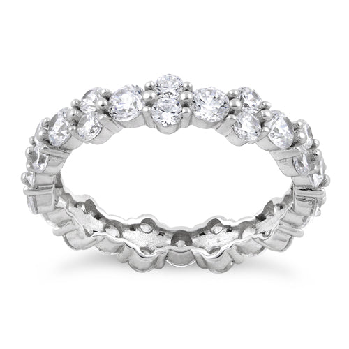 Sterling Silver Cluster Eternity CZ Ring