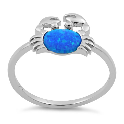 Sterling Silver Crab Blue Lab Opal Ring