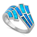 Sterling Silver Crooked Lab Opal Ring