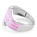 Sterling Silver Crooked Pink Lab Opal Ring