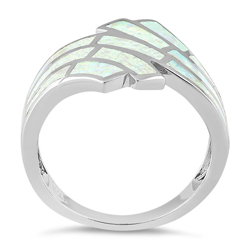 Sterling Silver Crooked White Lab Opal Ring