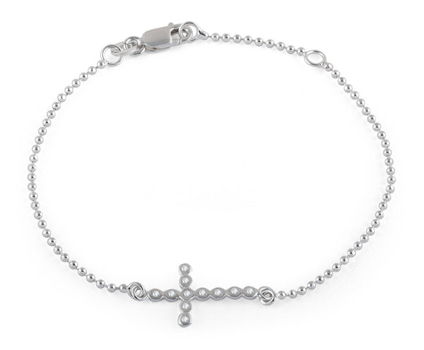 Sterling Silver Cross Bead Bracelet