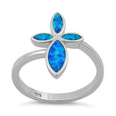 Sterling Silver Cross Blue Lab Opal Ring