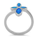 Sterling Silver Cross Blue Lab Opal Ring