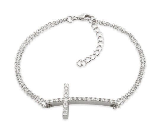 Sterling Silver Cross CZ Bracelet