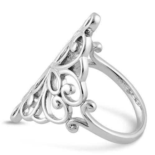 Sterling Silver Cross Heart Swirl Ring