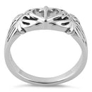 Sterling Silver Cross Heart Wings Ring