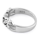 Sterling Silver Cross Heart Wings Ring