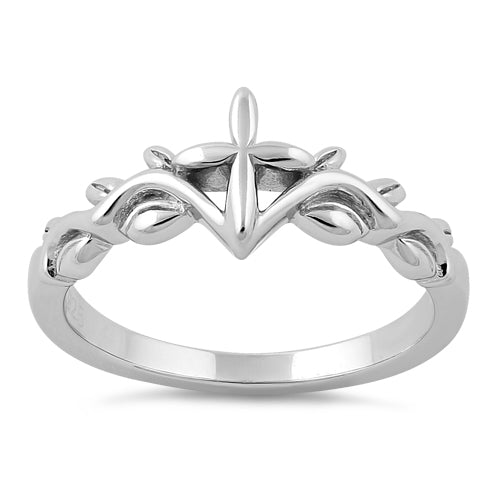 Sterling Silver Cross Leaf Ring