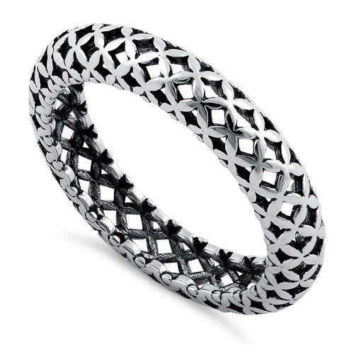 Sterling Silver Cross Pattern Eternity Ring