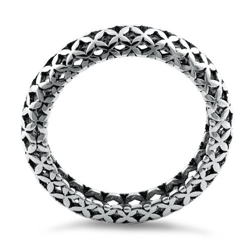 Sterling Silver Cross Pattern Eternity Ring