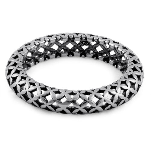 Sterling Silver Cross Pattern Eternity Ring