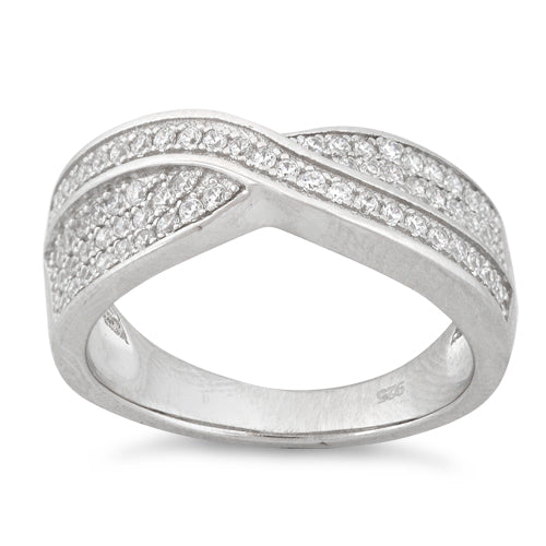 Sterling Silver Crossroad Pave CZ Ring