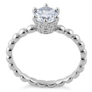 Sterling Silver Crown Beaded Clear CZ Ring