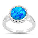 Sterling Silver Crown Blue Lab Opal Ring