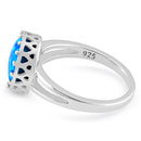 Sterling Silver Crown Blue Lab Opal Ring