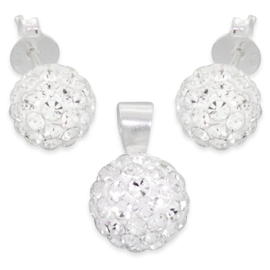 Sterling Silver Crystal Ball CZ Set