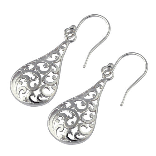 Sterling Silver Curly Wave Hook Earrings